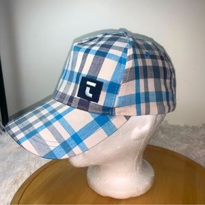 Women's Golf Hat Cap Snapback Tour Mission Blue & White Plaid Adjustable